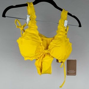 NWT - Hobie Bathing Suit Set - Ruffle Top - High Cut Cheeky Bottoms - Both Small